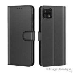 Fabric Flip Case for Samsung Galaxy A22 - Black (Bulk)