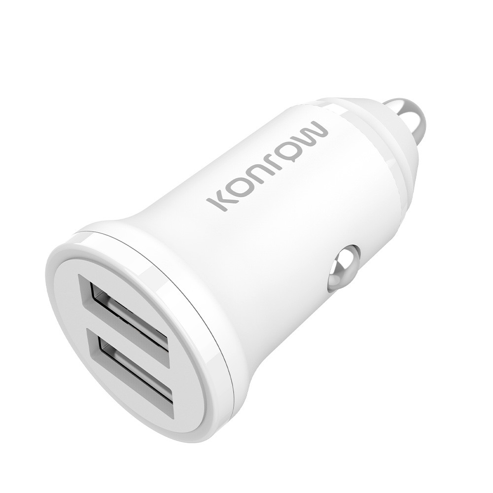 Chargeur voiture 3.1A USB x2 allume cigare Baseus Grain blanc