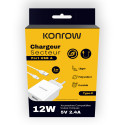 Konrow KK12AATC - Complete Mains Charger (12W USB Adapter & Detachable USB Type C Cable, 1m) White (Compatible, Blister)