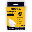 Konrow KC20CW - USB Type C Power Adapter - 20W Fast Charging - White (Blister)