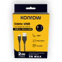 Konrow KCATMPB2 - Micro USB to Type A Cable (2m, Black) - Original Packaging