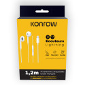 Konrow KE-BTL - Lightning Earphones (1.2m, White) - Original Packaging