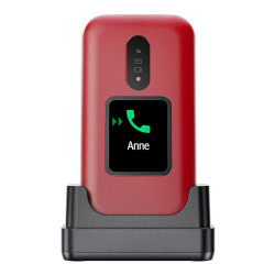 Doro 2880 4G (Clapet avec Socle de Charge, Double écran) Rouge / Blanc